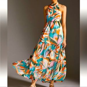 NWT Anthropologie Maeve Keyhole Halter Maxi Dress Size M